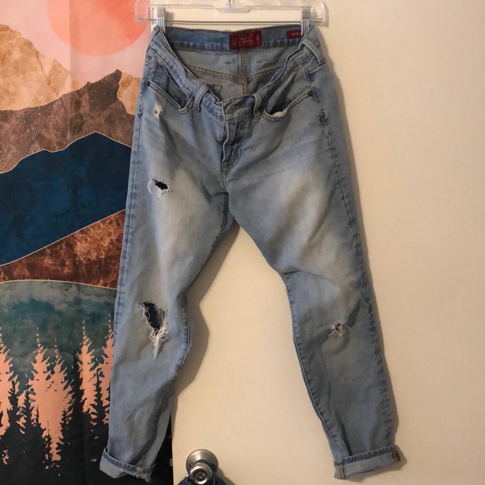 Lucky Brand Womens 4/27 Sienna Cigarette Light Blue Distressed Jeans